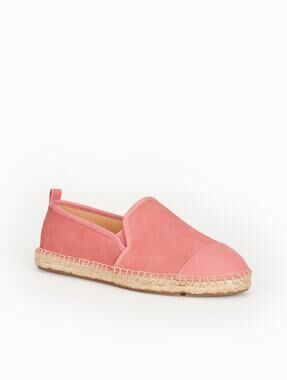 Talbots Izzy Espadrille‎ Flats Suede Sz 8 Pink Leather Cap Toe Slip On Loafers